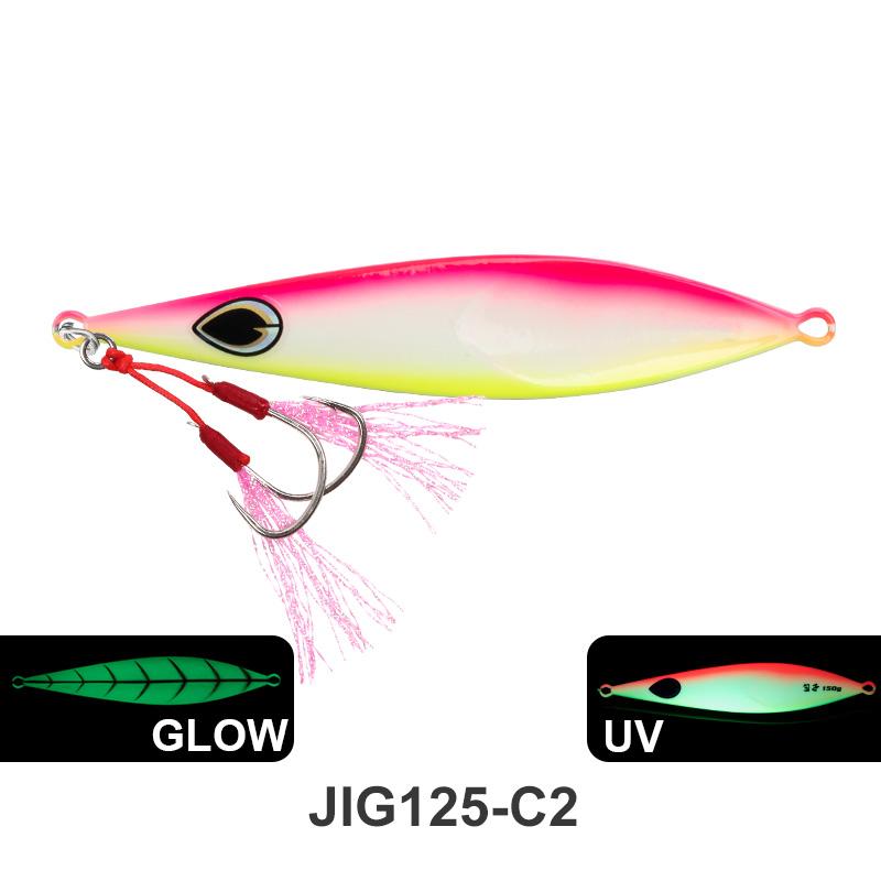 TEASER Fishing J125 Fishing Accessories Bait Saltwater 80g 100g 150g Luminous Vertical Slow Pitch Lead Fishing Lure Metal Jigs