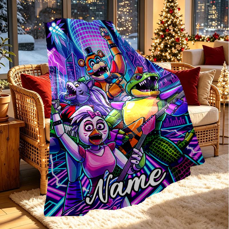 Custom Name Personalized Five Nights at Freddy's Print Blanket, Home Decor, Bedroom, Sofa, Camping, Couch, Gifts for Birthday Christmas