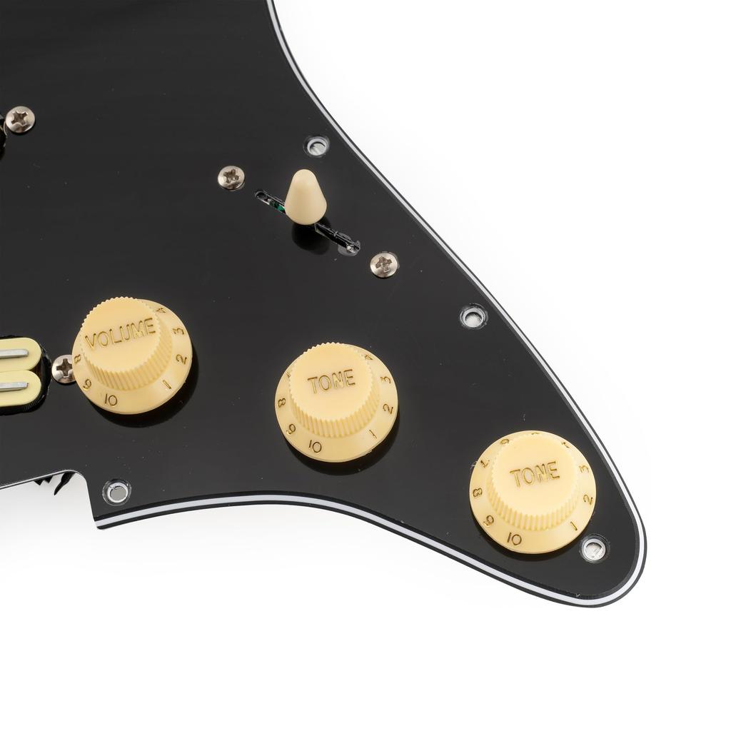 Musiclily Pro-SE ST-DPHA SSS Pre-Wired Pickguard with Alnico 5 Single-Coil Size Humbuckers for Strat Electric Guitar Black Zebra Pickups