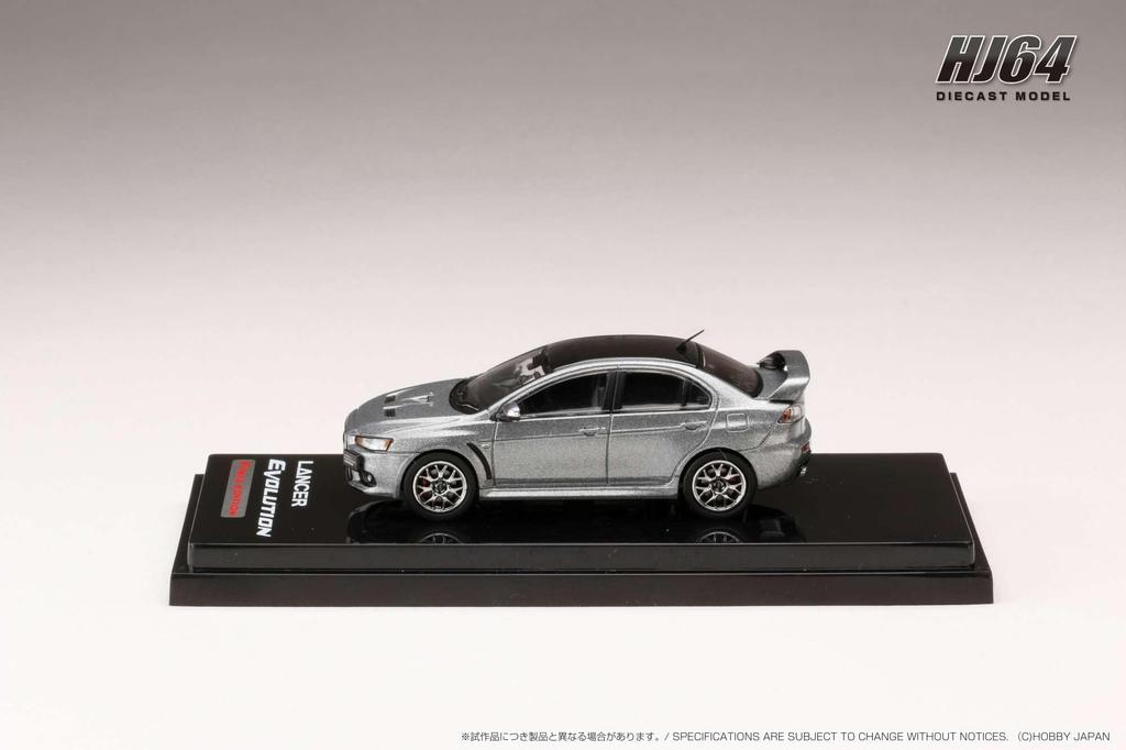 Mitsubishi Lancer Evolution X FINAL EDITION with Engine Display Titanium Gray Roof 1/64 Model, Metallic/Black