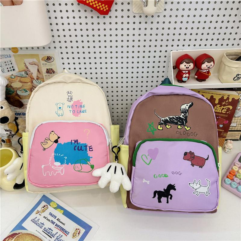 Adorable Cartoon Oxford Cloth Backpack For Kids In Pink Or Purple For School Use