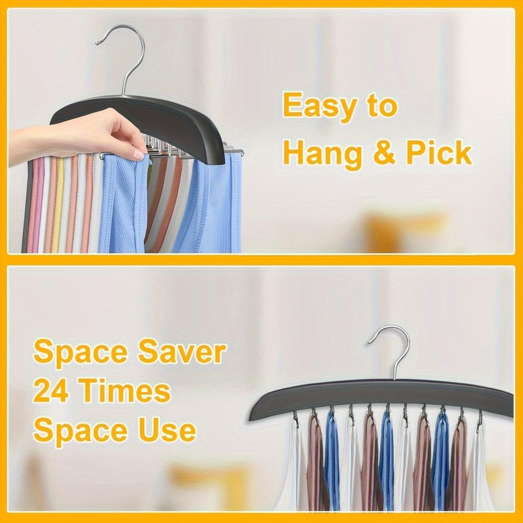 24-Hook Space-Saving Metal Hanger Organizer - Closet Storage Solution for Neatly Organized Wardrobe, Hangers for Clothes