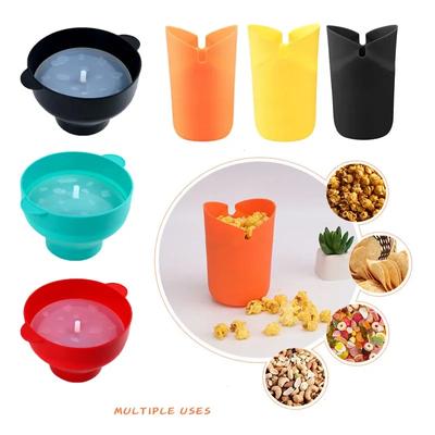 Силиконовая миска для попкорна в микроволновке, складное ведро для попкорна с крышкой, складная тарелка для чипсов, поднос для фруктов, кухонный инструмент, коробка для попкорна