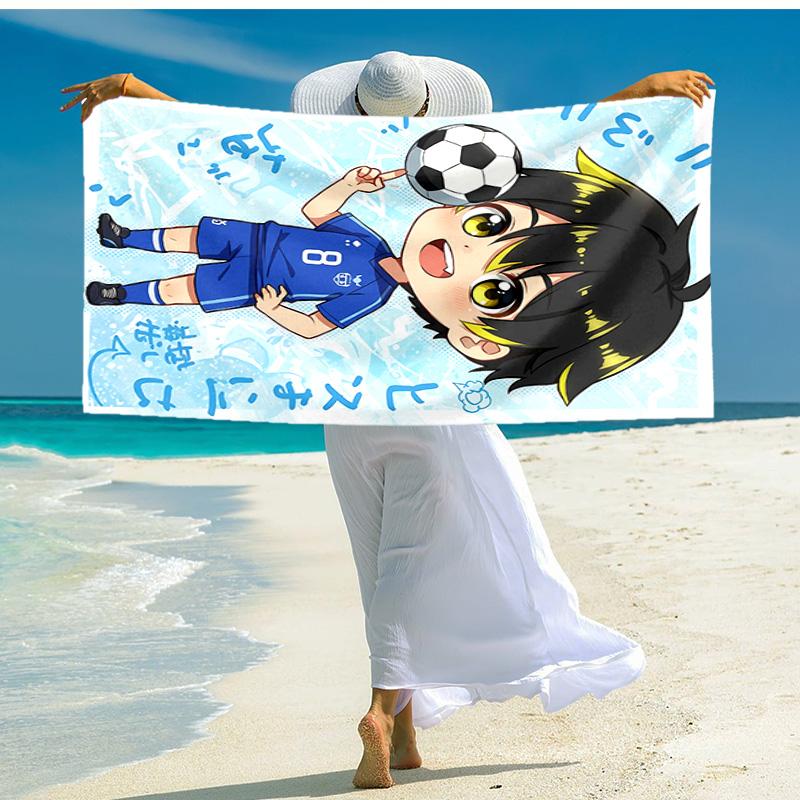 1pc Soccer Player Illustration Cartoon Quick Dry Microfiber Bath Towel for Swimming Surfing Camping Unisex Holiday. SJT7201137