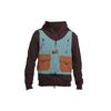 Multi-Pocket Solid Color Logo Detachable Fleece-Lined Hooded Jacket Men Outerwear Coffee DC9582-203