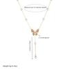 Charming Nature Forest Drip Oil Colorful Butterfly Pearl Long Tassel Necklace Womens Jewelry