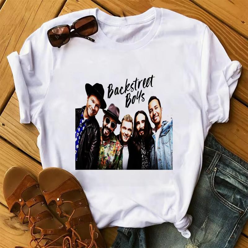Летние футболки Backstreet Boys Рок-группа Короткий рукав Рок Женские Уличный тренд Поп Повседневные Харадзюку Графические Женские футболки