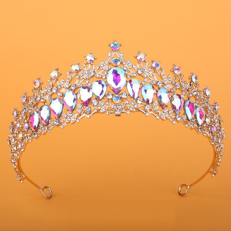 Bridal Crown Tiara Alloy Hair Accessories Birthday Crystal Crown Queen High End Atmosphere Headband