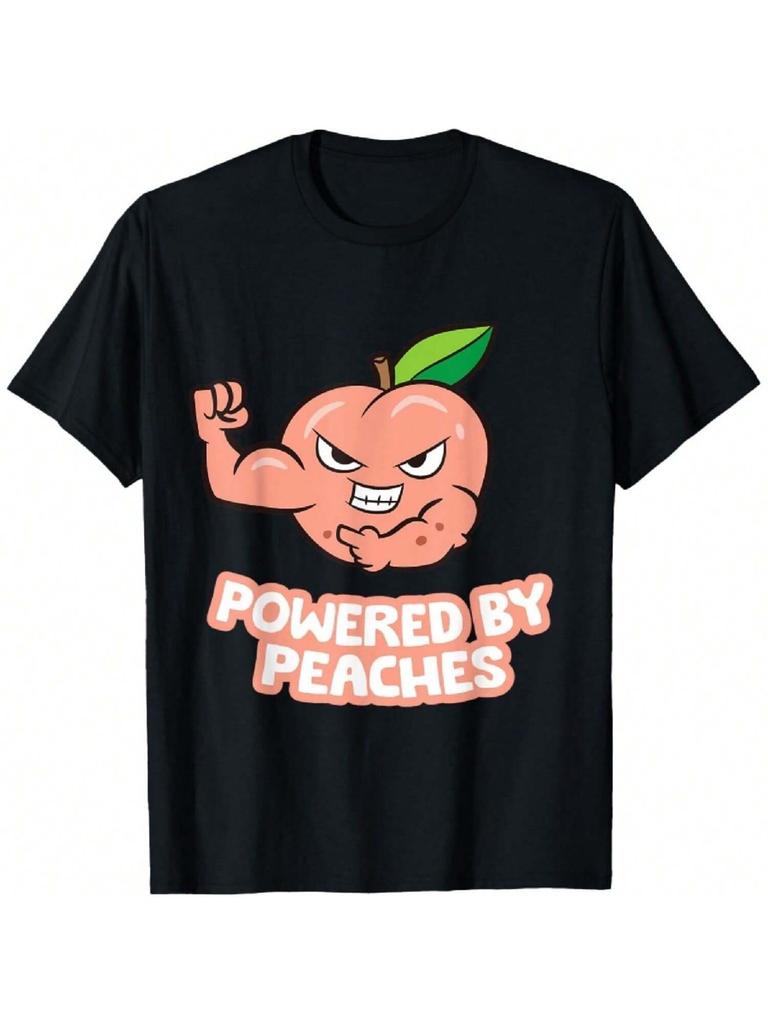 Powered By Peaches Унисекс-Взрослые, Унисекс-Дети Футболка с коротким рукавом Классический крой Черный S