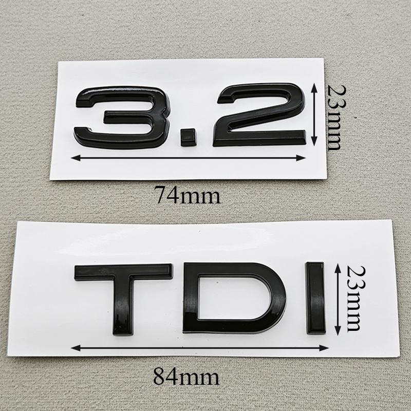 3D ABS Chrome Black Car Letters Rear Trunk Badge Sticker Logo 3.2 3.6 TDI Emblem Decals For qaz16 3.2 3.6 TDI Auto Accessories