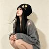 Star Detail Slouchy Beanie Japanese Style Skull Cap Durable Pull-On Hat  Outdoor
