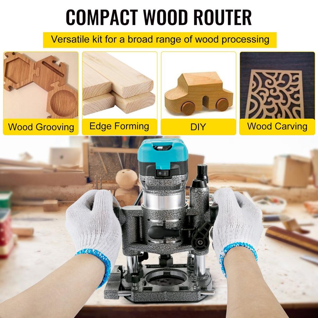 Router Tool, 710W Wood Router, Router for Woodworking w/ 3 Router Collets, Wood Router Tool w/ Fixed & Plunge & Tilt & Offset Base, Woodworking Router