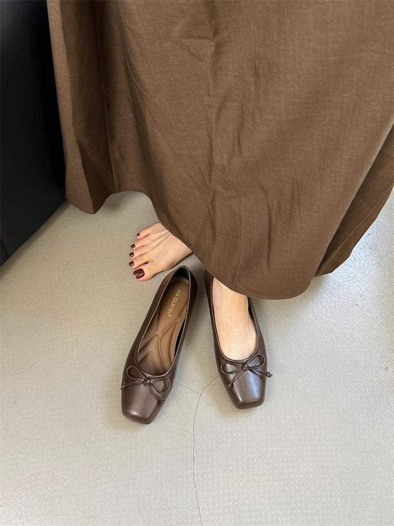 Серебристые модные одинарные туфли с квадратным носком, женские, французский поздний вечерний ветер, туфли бабушки с бантом, маленькие кожаные туфли, женская обувь, весна и осень, привет