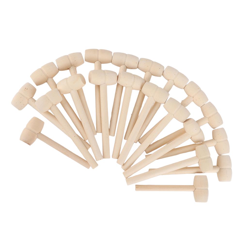 100pcs Mini Wooden Hammers for Chocolate Portable Breakable Heart Hammer Small Wooden Mallet for Kids