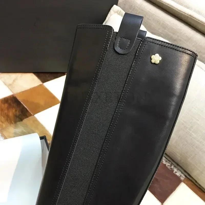 2024 НОВЫЕ Женские Ботинки Челси из Натуральной Кожи Кожаные Туфли До Колена На Каблуке Повседневные Женские Носки Туфли На Платформе Весна Зима Сапоги До Колена