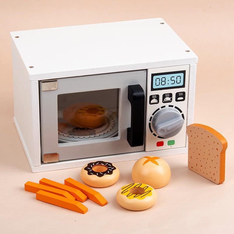 Children's Early Education Educational Simulation Play-house Microwave Oven Bread Baking Dessert Package Kitchen Wooden Toys