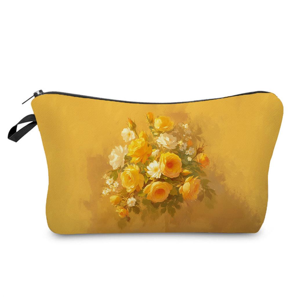 Women Oil painting of flowers Print Cosmetic Bag Toiletries Organize Travel Storage Case 6386