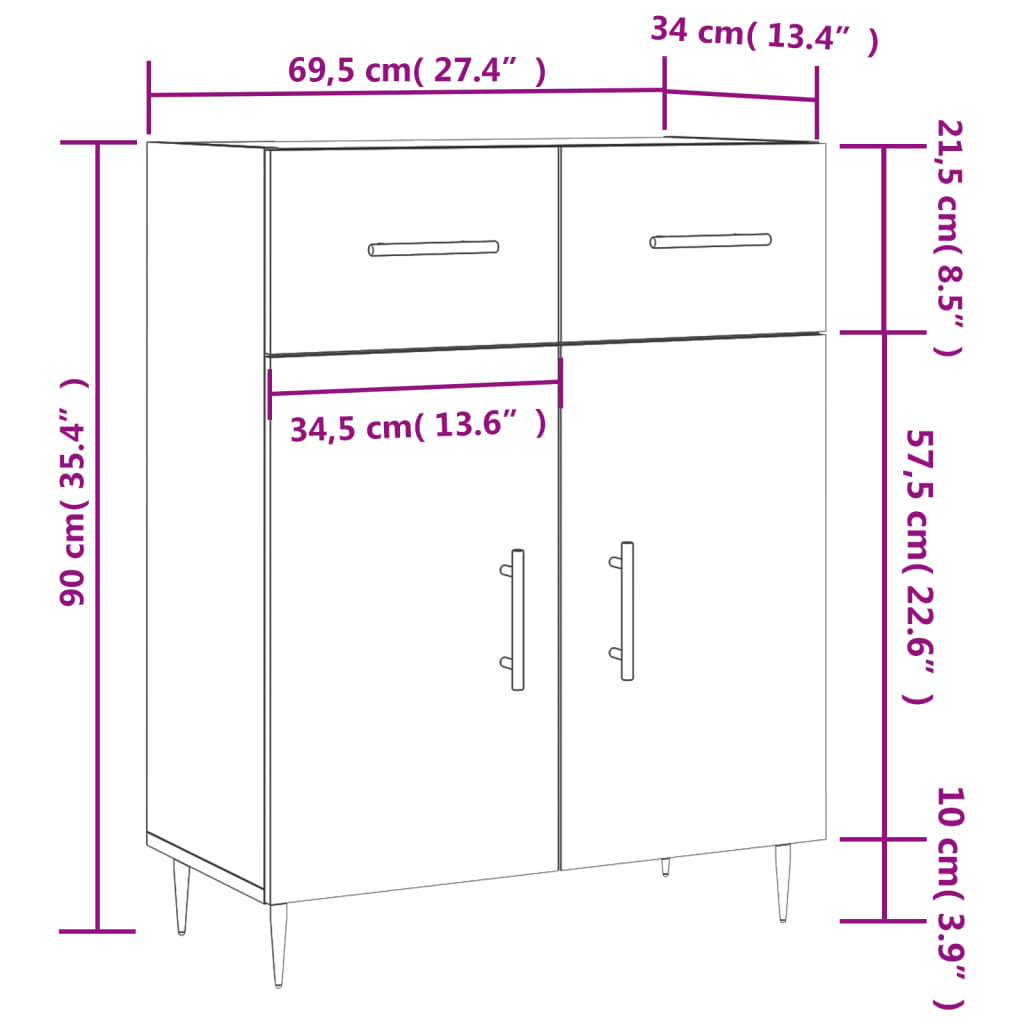 Sideboard Sonoma Oak 69.5 x 34 x 90 cm Particleboard