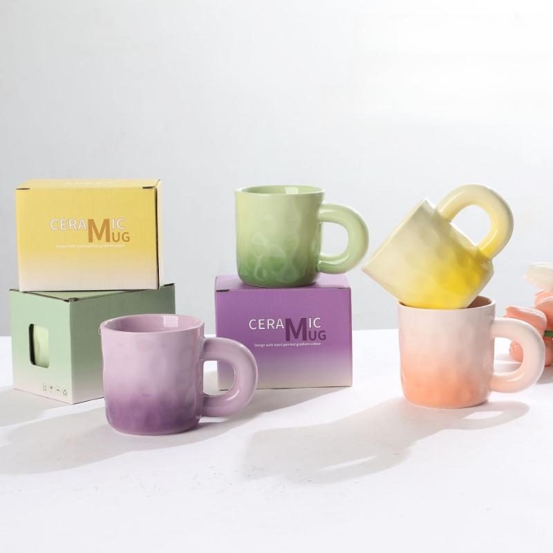 1PC Explosions Gradient Mug Lovers High-value Cream Ins Wind Ceramic Cups with Gift Cups Wholesale Coffee Mug