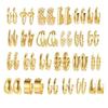 24 Pairs Combo Celebrity Inspired Trendy Latest Stylish Gold Plated Geometric Twist Pearl Hoop Dangle Earrings for Women and Girls