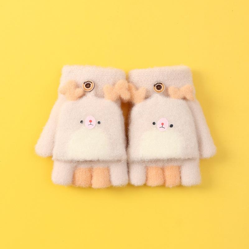 Новые детские перчатки Xuehuaxiu для тепла, милые мультяшные откидные вязаные перчатки для детского сада, оптом