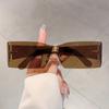 Non-polarized Flat Fashion Punk Sunglasses Women Y2K Rimless Rectangle Sun Glasses Women Men Mirror One Piece Eyewear