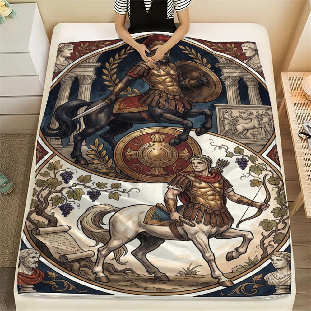 1Pc Centaur Print Flannel Blanket, High quality Comfortable for All Seasons, Home Decor, Warmth and Comfort, Perfect for Christmas Gifts W90