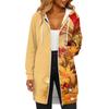 Women's Fashionable Printed  Long Sleeved Drawstring Hooded Zipper Pocket Long Casual Sweatshirt Jacket
