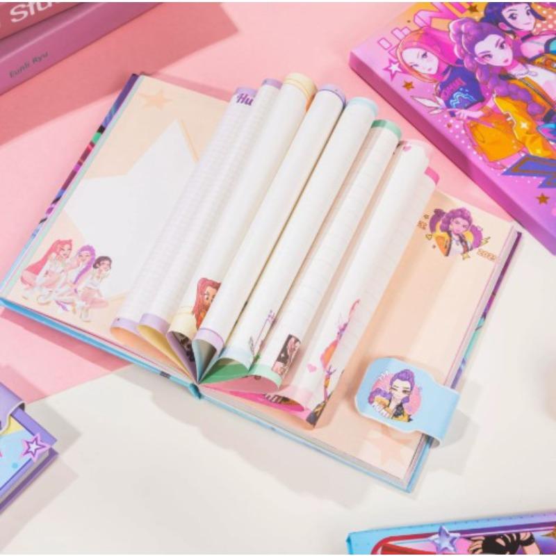 Hot K-POP Demon Hunter Girl Group A5 color page magnetic buckle notebook diary color planner book suitable for gift giving
