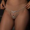 Sexy Body Chain Lingerie Red Crystal Thong Panties Jewelry for Women Silver Color Rhinestone Belly Waist Chain Body Jewelry Gift