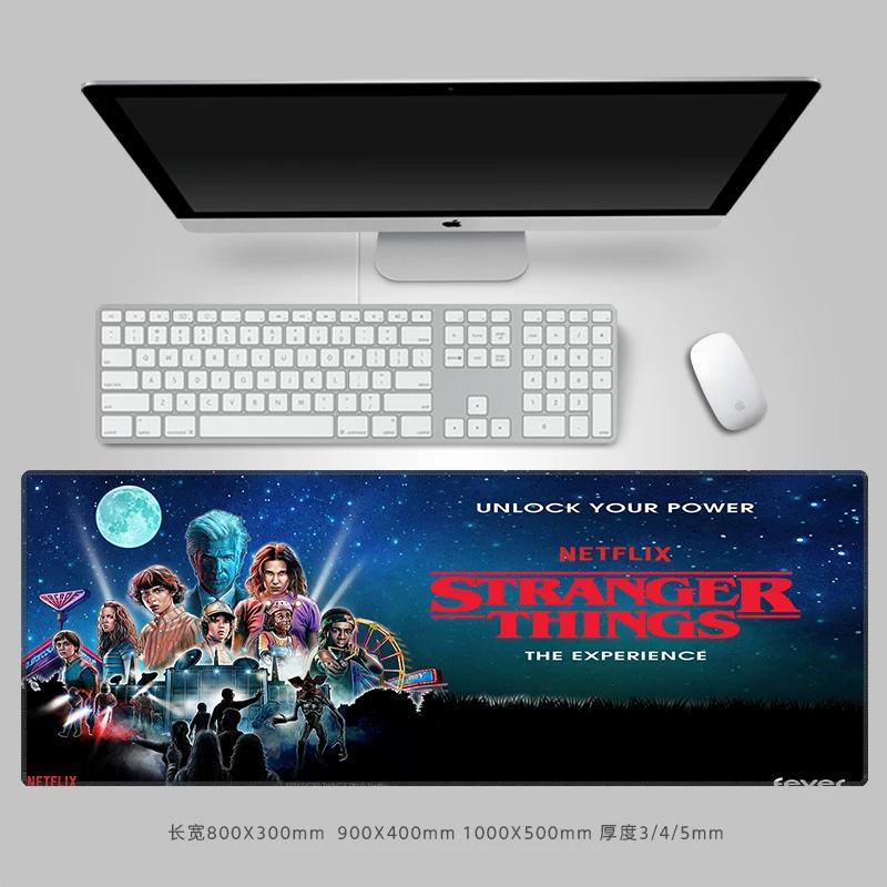 Высококачественный кожаный коврик для мыши Stranger Things, периферийный коврик для компьютерной клавиатуры, большой размер, нескользящий, водонепроницаемый, креативный, периферия американского ТВ