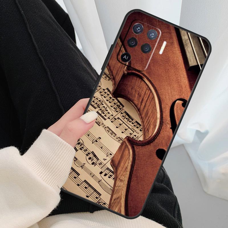 Элегантный футляр для нот со смычком для скрипки для Oppo A18 A38 A58 A78 A98 A80 A60 A40 A96 A76 A16 A94 A74 A54 A15 A17 A57 A77 A5 Pro