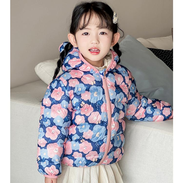 Зарубежный стиль зимняя детская куртка для девочки укороченная утолщенная на хлопковой подкладке Теплая хлопковая одежда для девочек детские осенние пальто с принтом тай-дай розового цвета