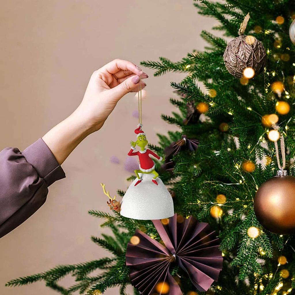 Рождественский кулон с зелеными волосами и кристаллами в виде монстра, мультяшное украшение на рождественскую елку