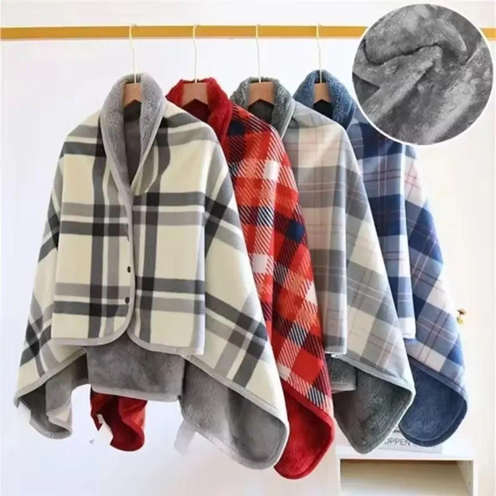 Thicken Wearable Blanket Plaid Thermal Blanket Multi-function Casual Office Blanket Winter