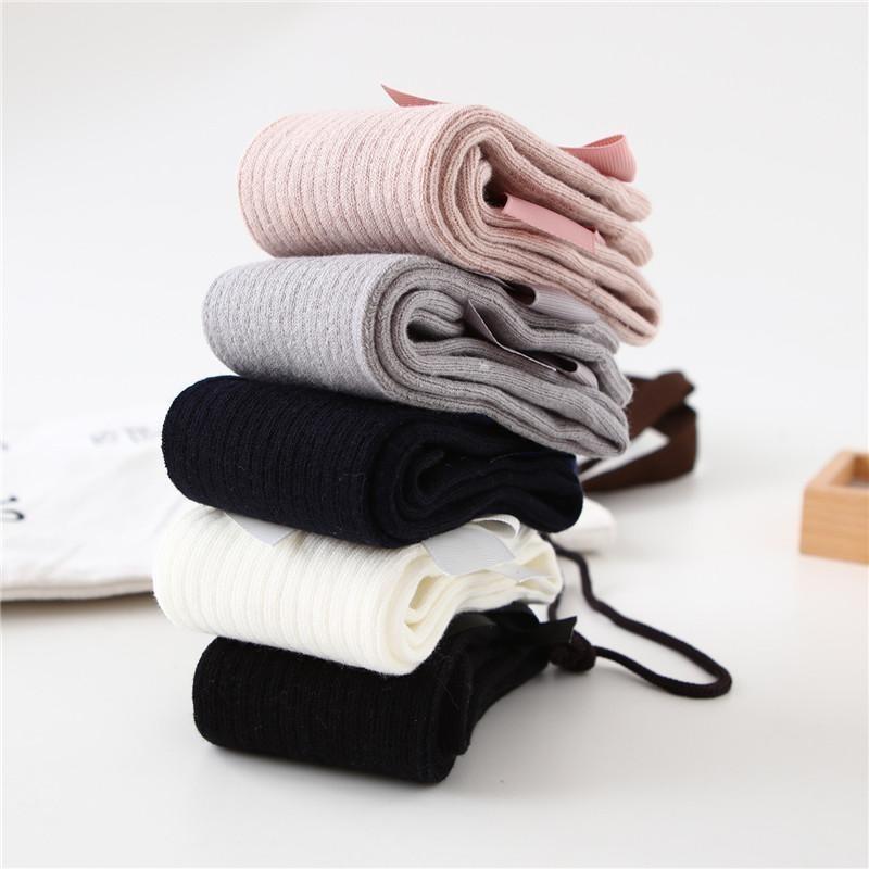 Solid Children Socks With Bows Cotton Baby Girls Socks Soft Toddlers Long Socks For Kids Princess Knee High Socks for Girls 2022 New Spring Autumn