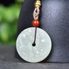 Natural Hotan Jade Peace Buckle Double Dragon Wall Pendant Women's Necklace Birthday Gift for Girlfriend and Wife with Certificate