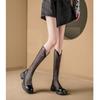 Summer Long Cold Boots for Women 2025 New V-mouth Breathable Mesh Knight Boots Fashion Thick Heel Hollow Mesh Cool Boots