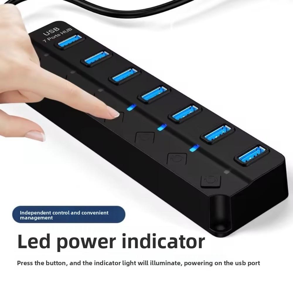 7-в-1 USB 3.0 концентратор с независимыми переключателями, 7 портов, USB 3.0 сплиттер, многофункциональная док-станция расширения, USB высокоскоростной удлинитель