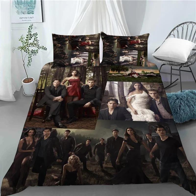 The Vampire Diaries Bedding Set Boys Girls Twin Queen Size Anime Duvet Cover Pillowcase Bed Kids Adult Fashion Home Textileextil