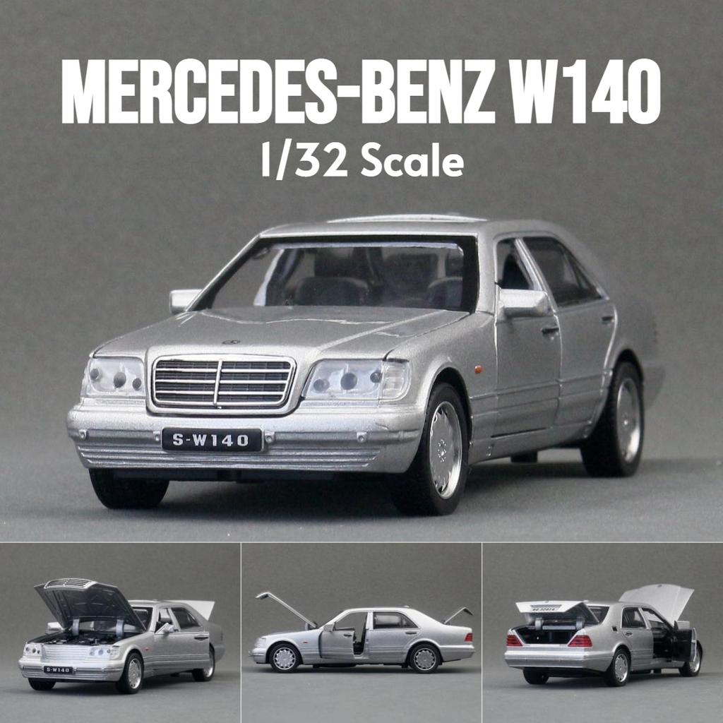 1/32 Mercedes-Benz W140 Classical Toy Car Model Diecast Alloy Miniature Sound & Light Pull Back 1:32 Collection Gift for Boy Kid