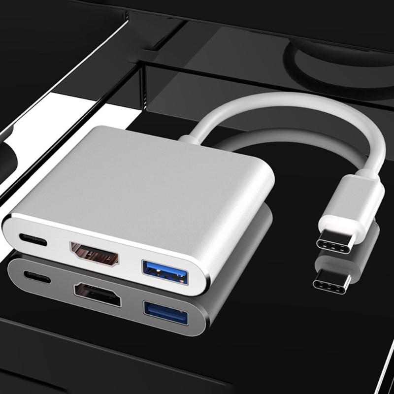 Концентратор Type-c USB C к HDMI-совместимому разветвителю USB-C 3 в 1 4K HDMI USB 3.0 PD Интеллектуальный адаптер быстрой зарядки для MacBook Dell