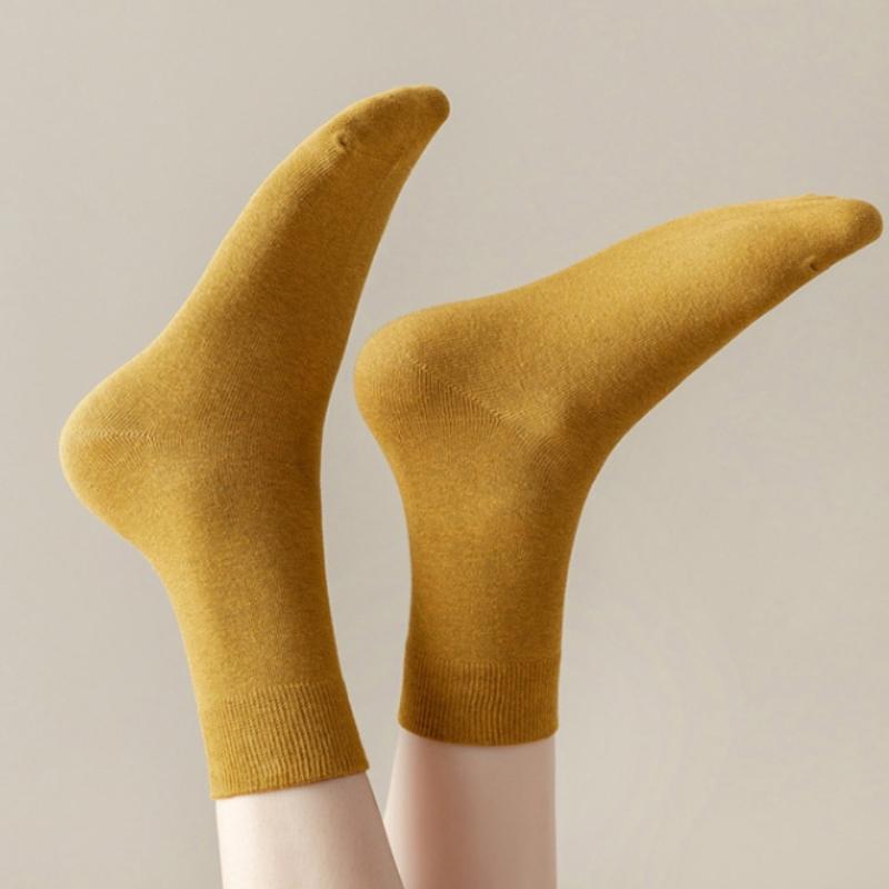Носки женские однотонные носки осень и весна мягкие дышащие носки