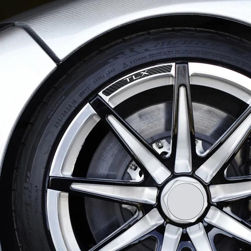 Наклейки на диски автомобиля Внешние наклейки на шины Карбоновый стиль Тюнинг Декоративные аксессуары Для Acura RDX MDX YD2 V6 Aspec ILX VTEC TLX