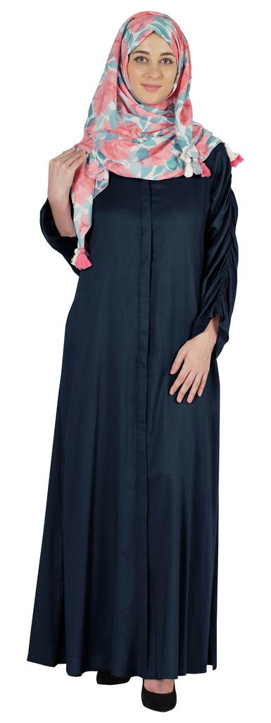 Bimba Islamic Clothes For Women Long Dress With Printed Hijab Scarf Rayon Abaya Maxi Front Button Muslim