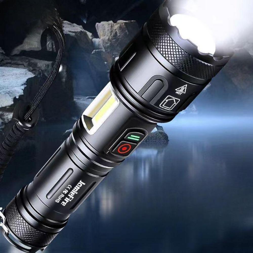 12000LM XHP160 LED+COB White/red Light Outdoor  Strong Lamp Flashlight USB-C Charging Aluminum Alloy with Side Lights LED Torch