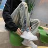 Модные американские рваные мужские джинсы High Street: Свободный, объемный дизайн осень-зима