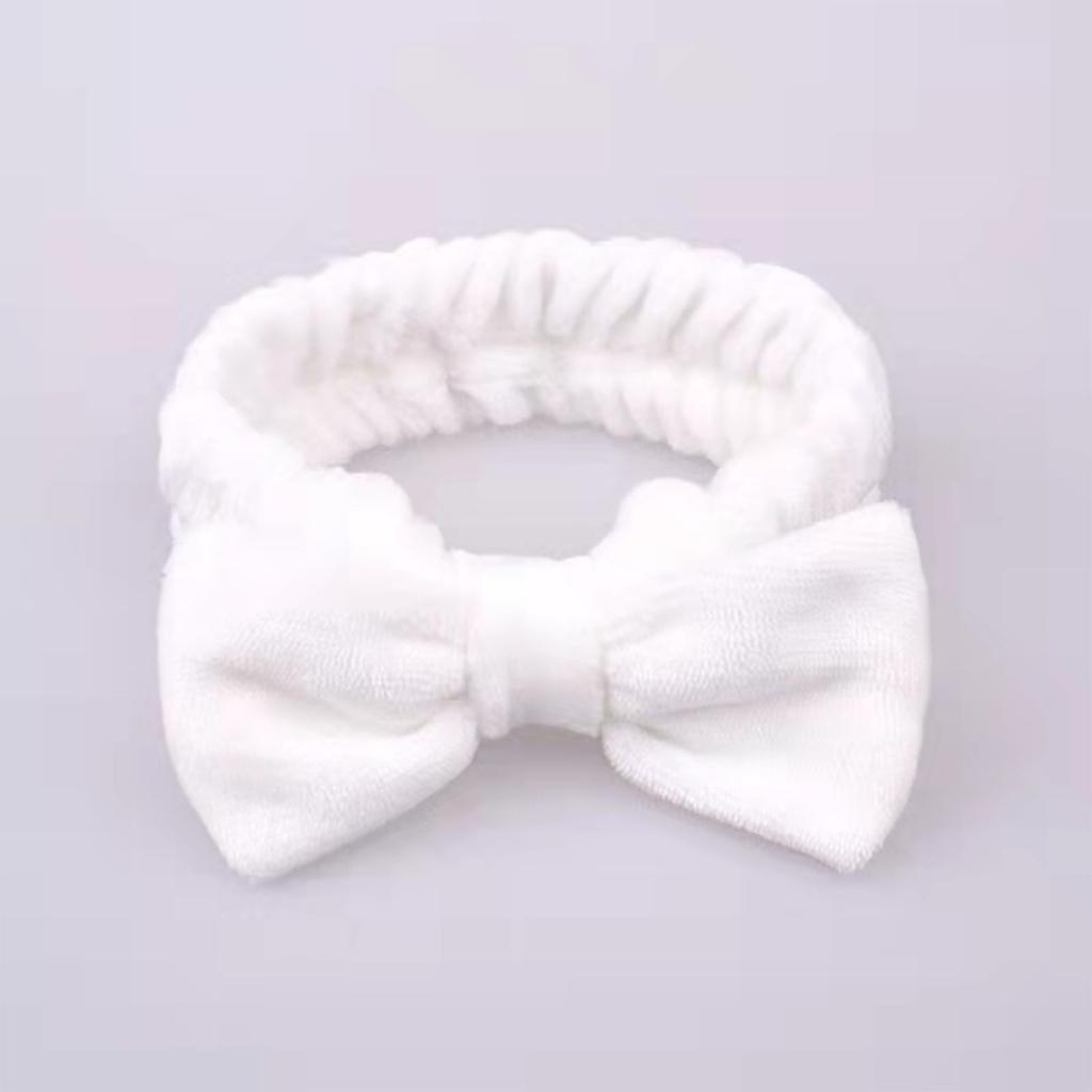Bowknot Headband Solid Color Ladies Wide Face Wash Headband Plush Headband