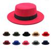Winter Autumn Fashion Women Men Unisex Wide Brim Panama Hat Autumn Winter Gentleman Elegant Jazz Church Cap Beige Black Red