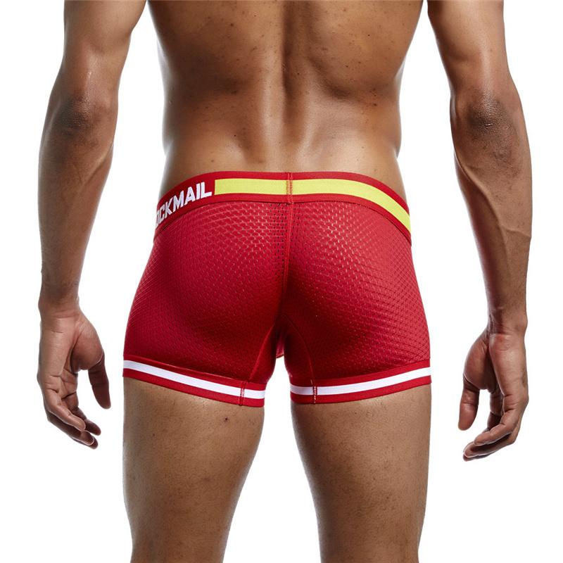 Трусы-боксеры JOCKMAIL, брендовое мужское нижнее белье, дышащие нейлоновые сетчатые трусы из мягкого хлопка с низкой талией, спортивные мужские плавки